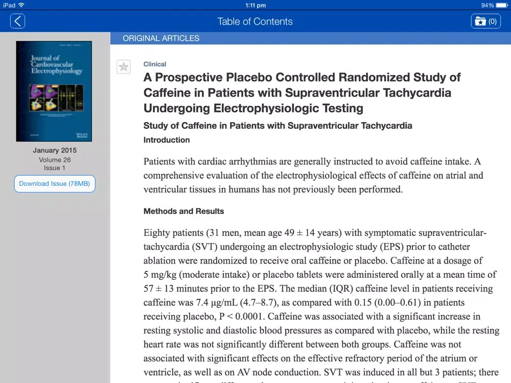 Journal of Cardiovascular Electrophysiology iPad  Screenshots
