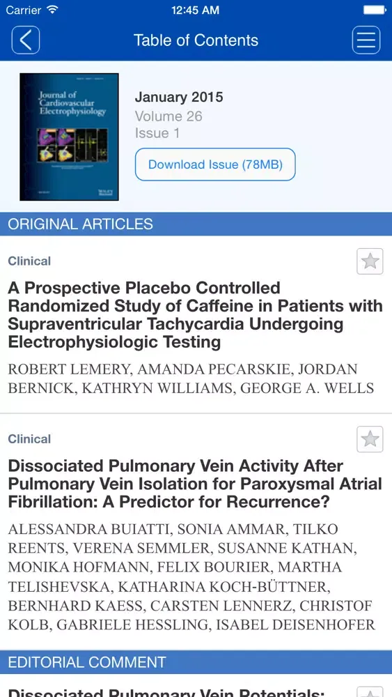 Journal of Cardiovascular Electrophysiology Screenshots