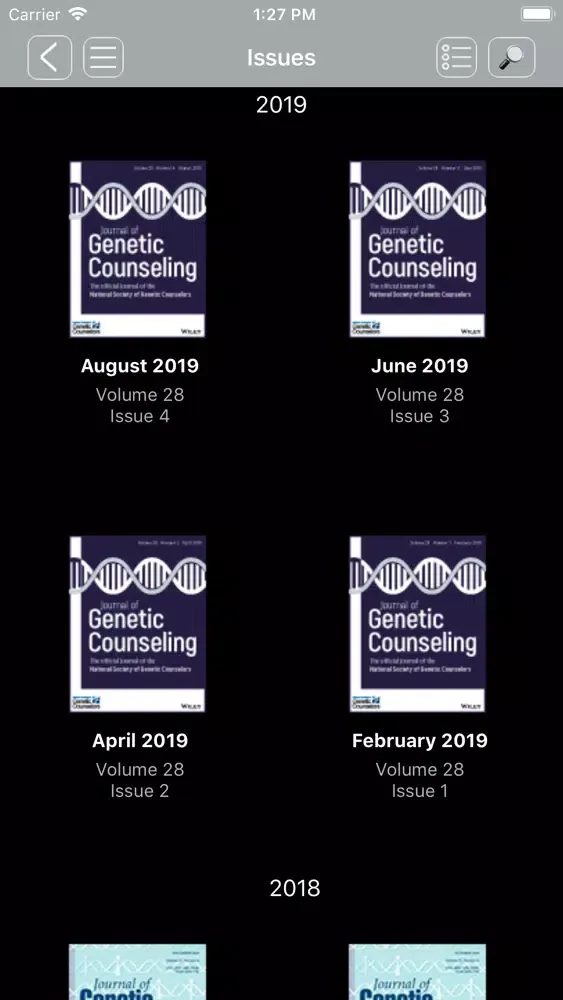 Capturas de tela do Journal of Genetic Counseling