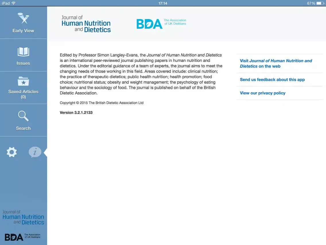 Journal of Human Nutrition and Dietetics App iPad  Screenshots