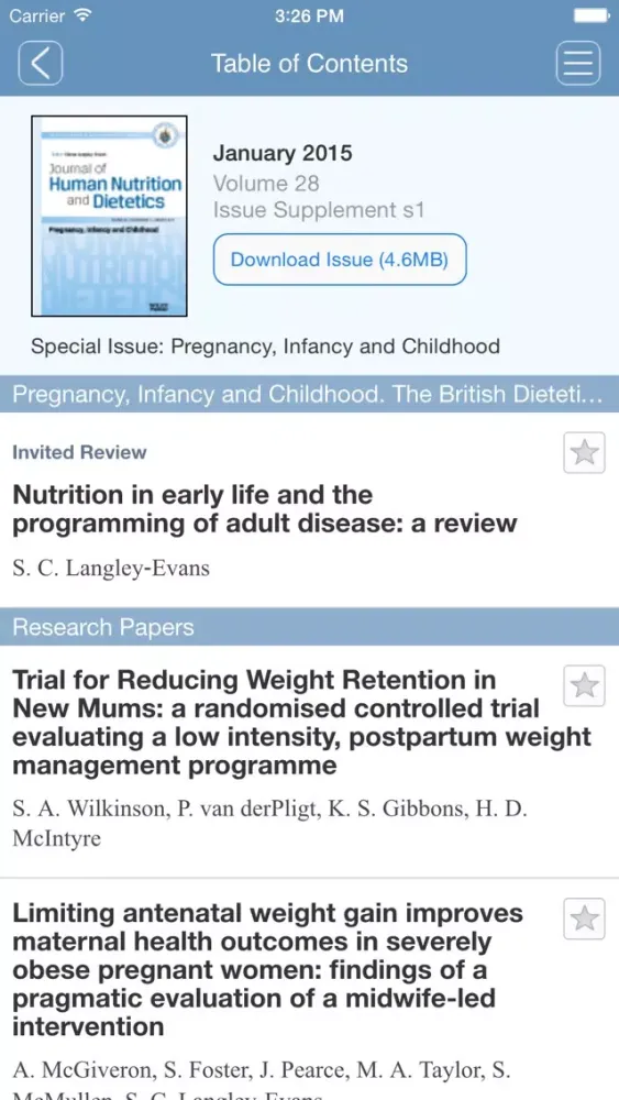 Journal of Human Nutrition and Dietetics App Screenshots