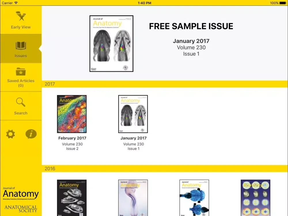 Journal of Anatomy iPad 應用截圖