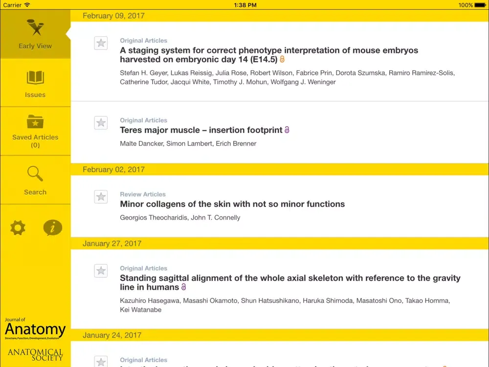 Journal of Anatomy iPad 應用截圖