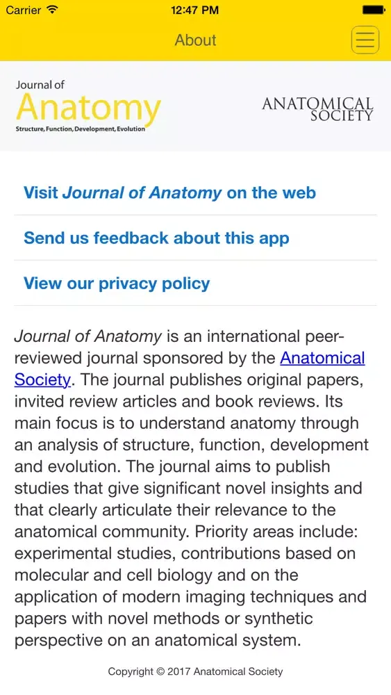 Journal of Anatomy應用截圖