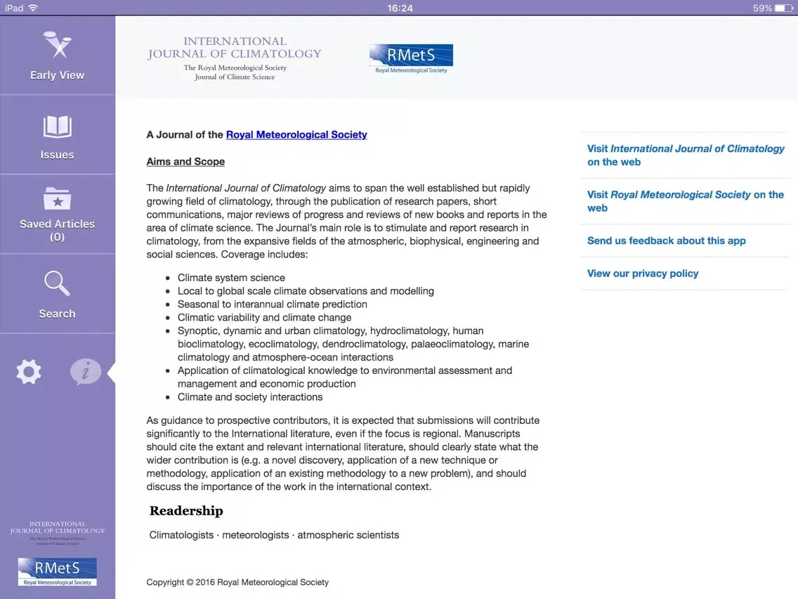 Tangkapan skrin International Journal of Climatology iPad 
