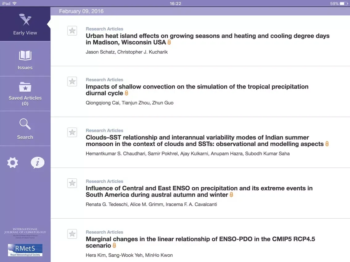 Tangkapan skrin International Journal of Climatology iPad 