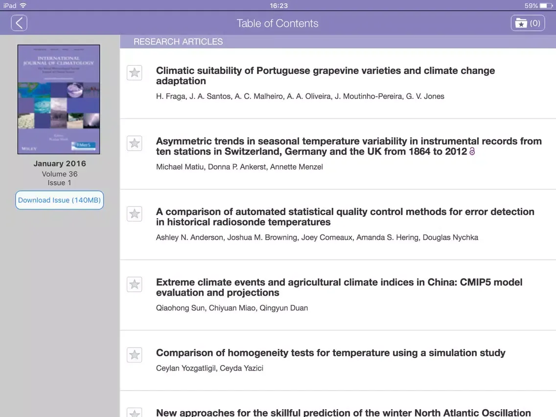 Tangkapan skrin International Journal of Climatology iPad 