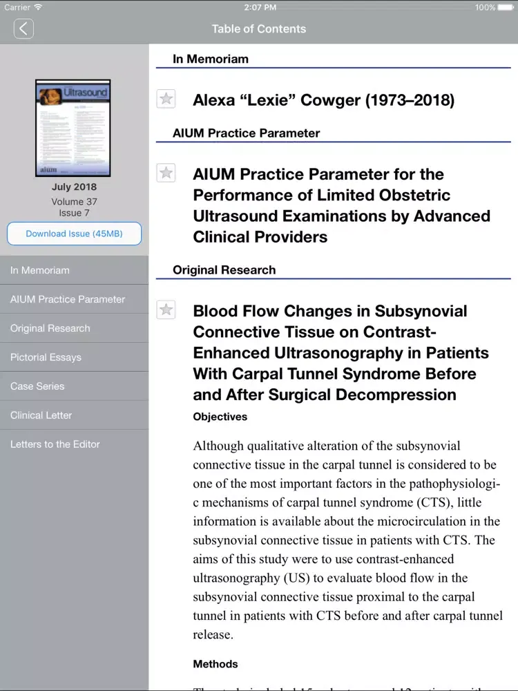 Journal of Ultrasound in Me... iPad  Ekran Görüntüleri