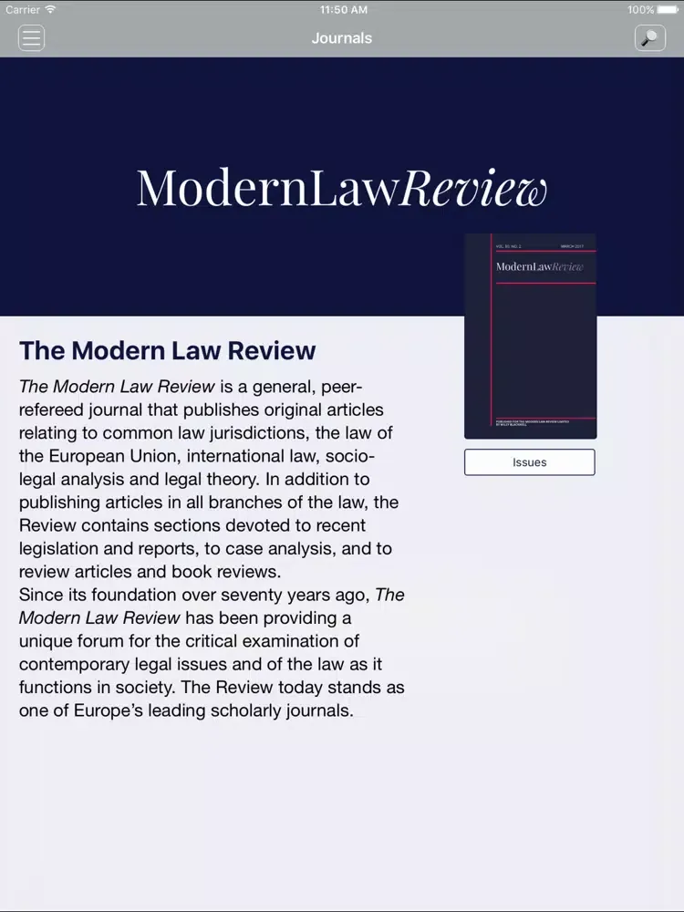 Captures d'écran de The Modern Law Review iPad 