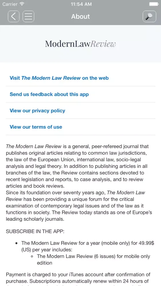 Captures d'écran de The Modern Law Review