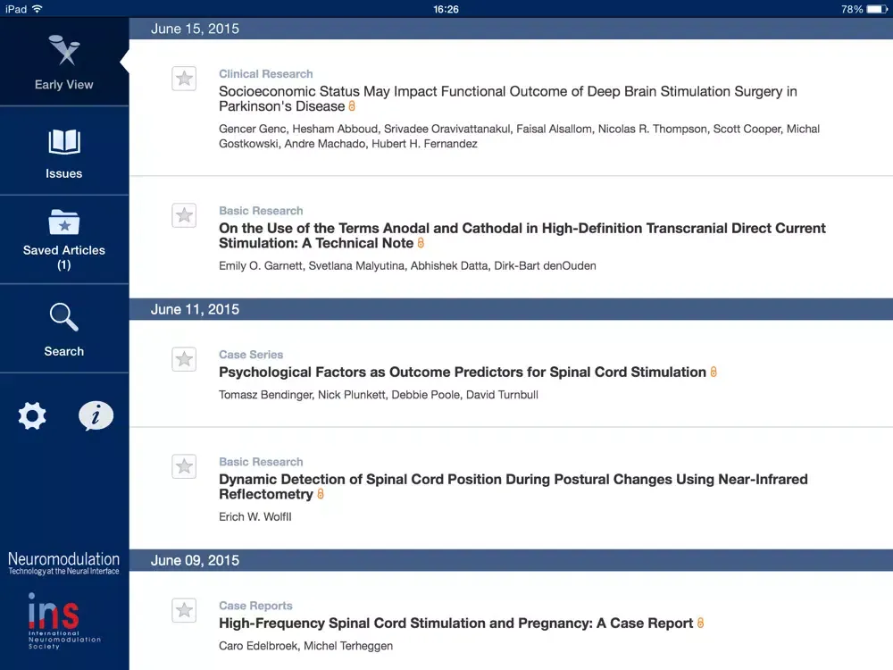Neuromodulation: Technology at the Neural Interface iPad  Screenshots