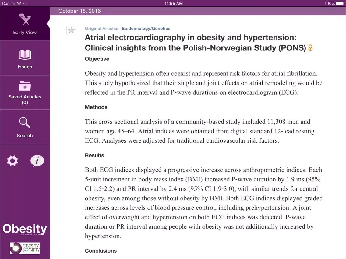 Captures d'écran de Obesity : A Research Journal iPad 