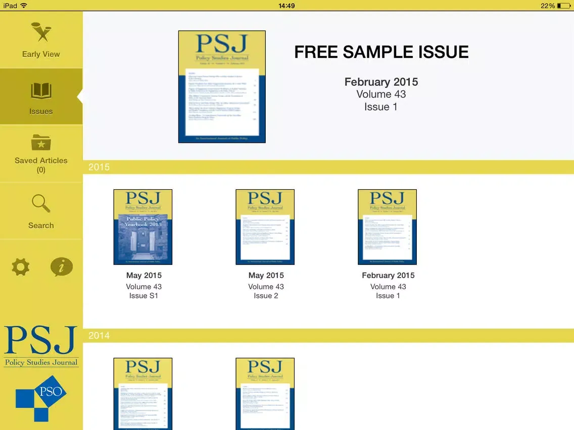 Policy Studies Journal iPad  স্ক্রিনশট