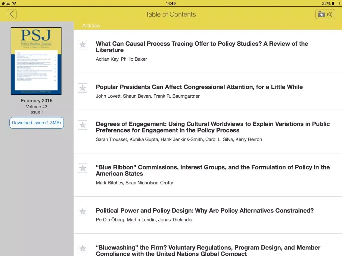 Policy Studies Journal iPad  স্ক্রিনশট