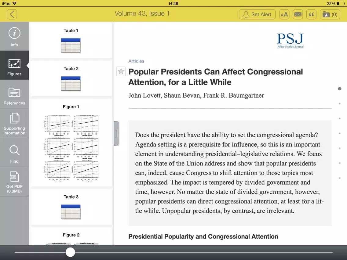 Tangkapan layar Policy Studies Journal iPad 
