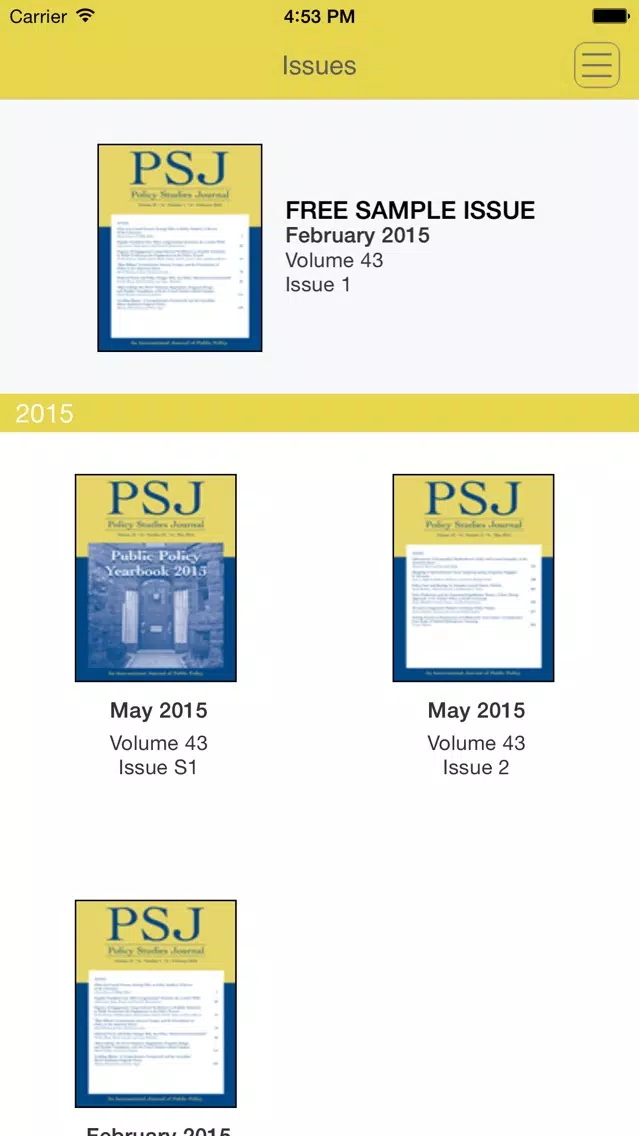 Tangkapan layar Policy Studies Journal