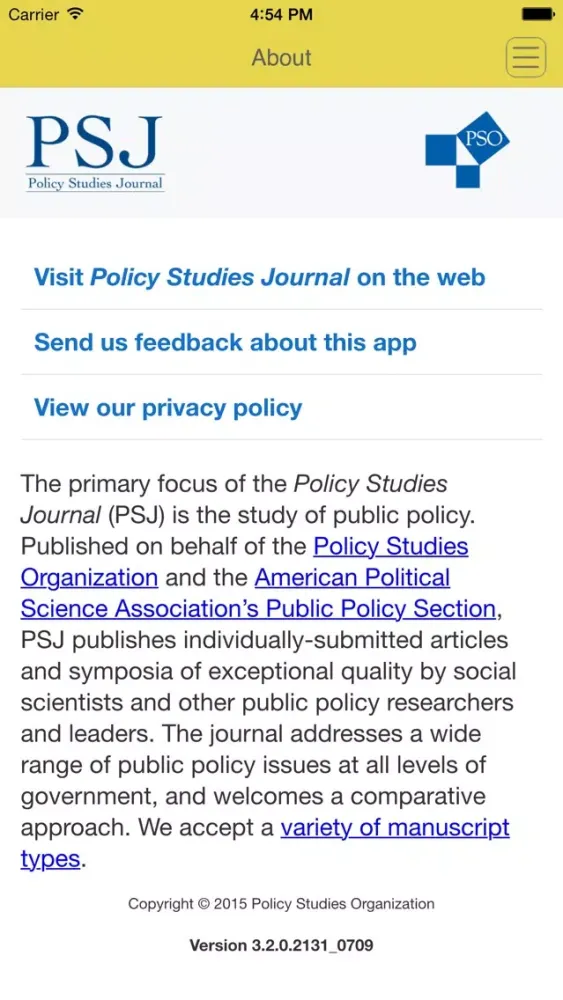 Policy Studies Journal স্ক্রিনশট