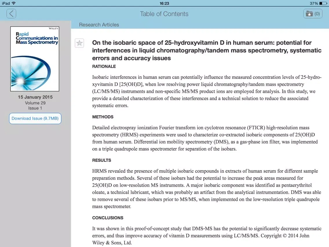 Screenshot di Rapid Communications in Mass Spectrometry iPad 