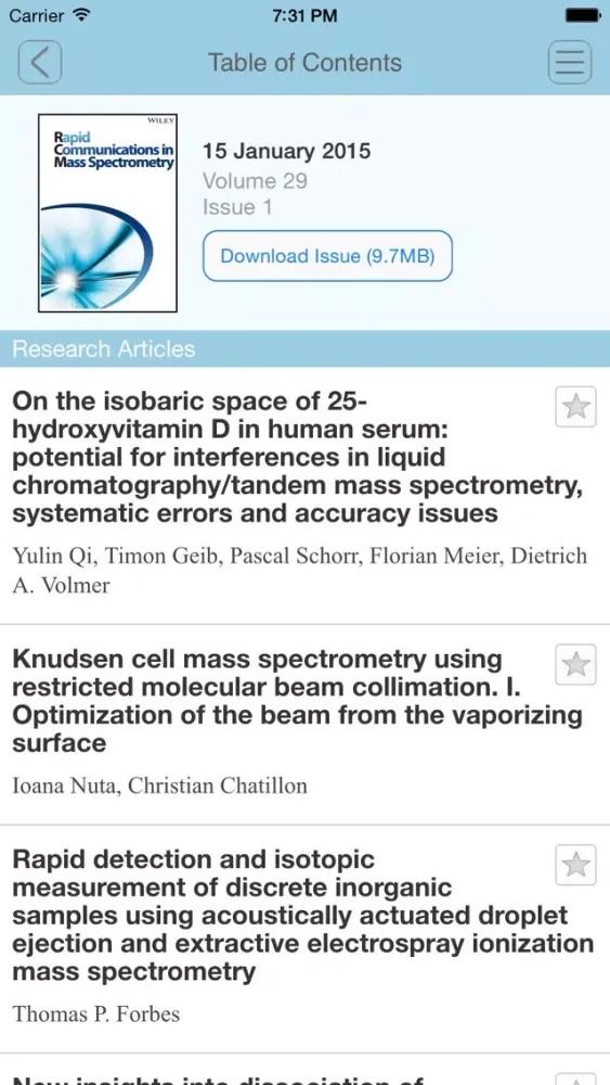 Screenshot di Rapid Communications in Mass Spectrometry
