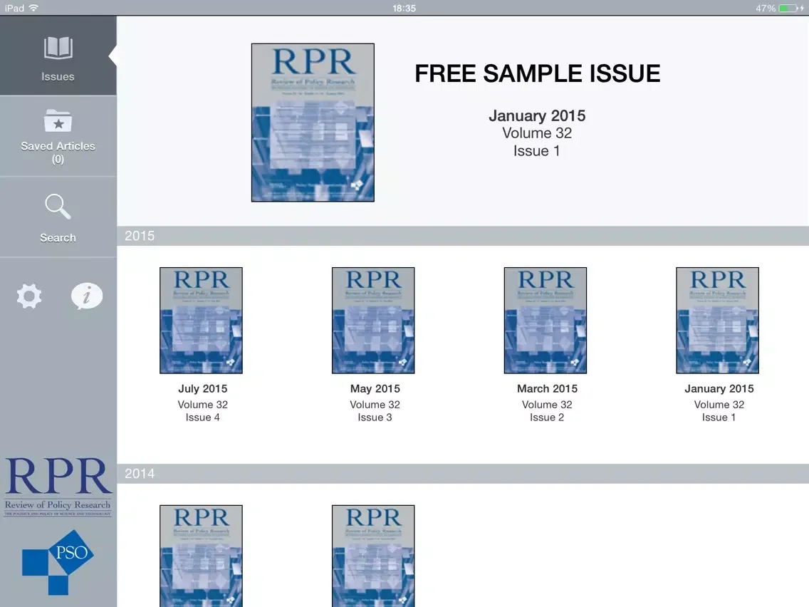 Captures d'écran de Review of Policy Research iPad 