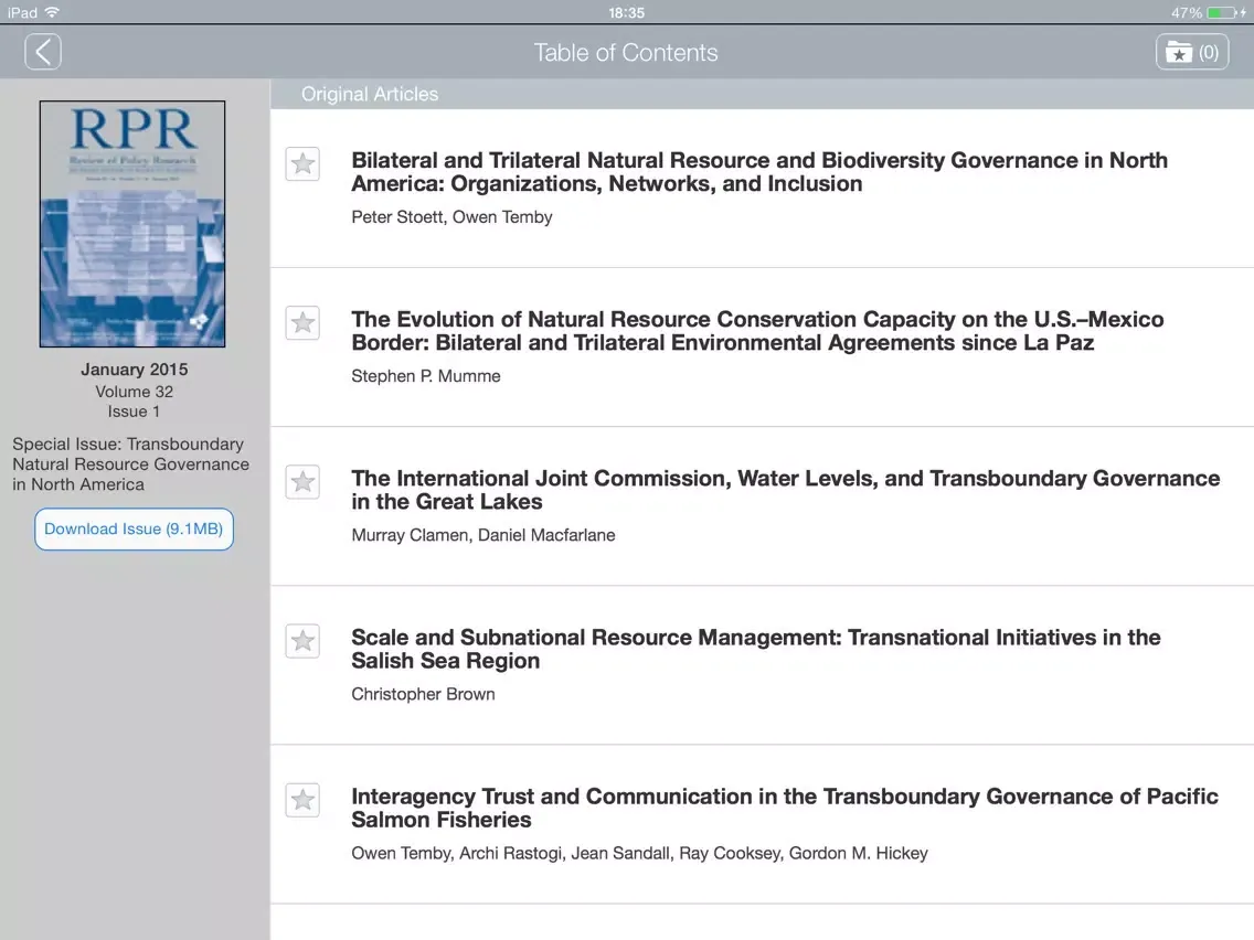 Captures d'écran de Review of Policy Research iPad 