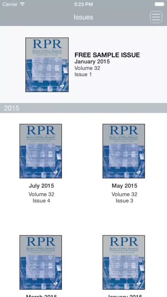 Captures d'écran de Review of Policy Research