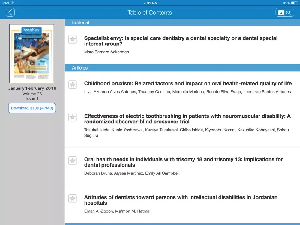 Special Care in Dentistry iPad  স্ক্রিনশট