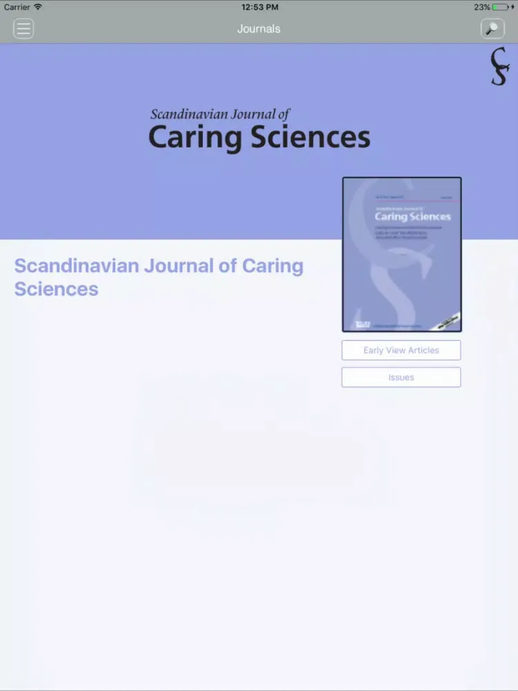 Ảnh chụp màn hình của Scandinavian Journal of Caring Sciences iPad 