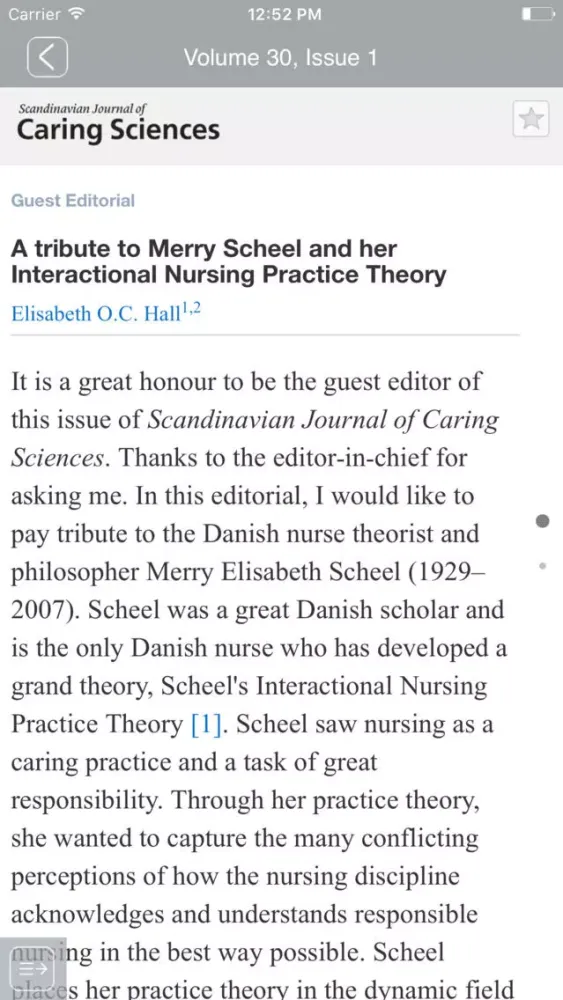 Ảnh chụp màn hình của Scandinavian Journal of Caring Sciences