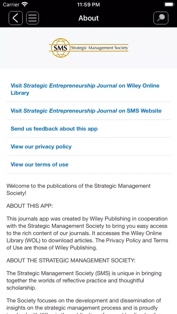 Strategic Management Society سکرین شاٹس