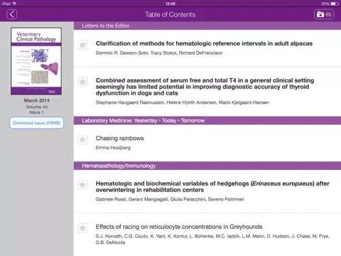 Veterinary Clinical Pathology iPad  स्क्रीनशॉट