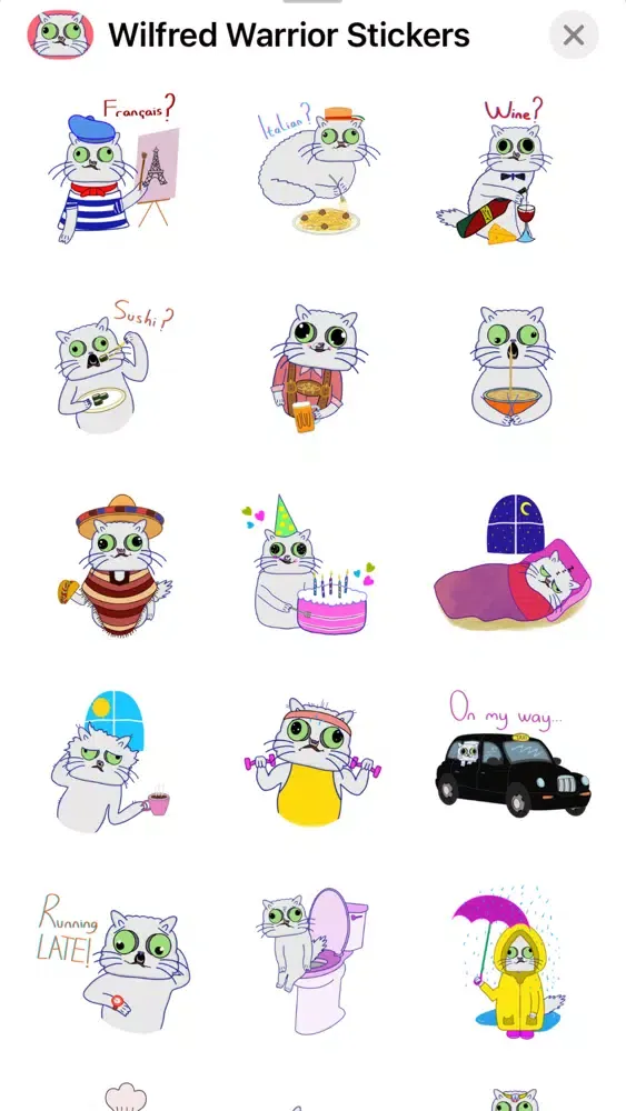 Tangkapan skrin Wilfred Warrior Stickers