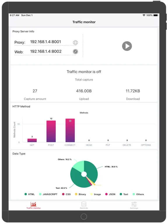Http Traffic pro - sniffer iPad  স্ক্রিনশট