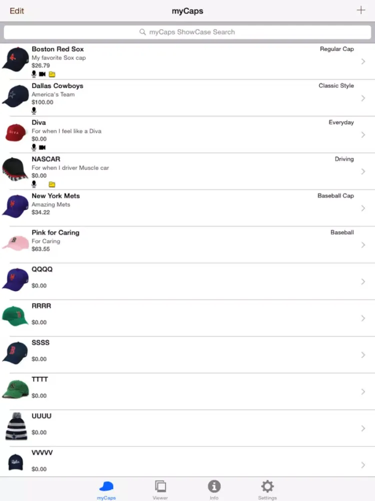 myCaps iPad  Screenshots