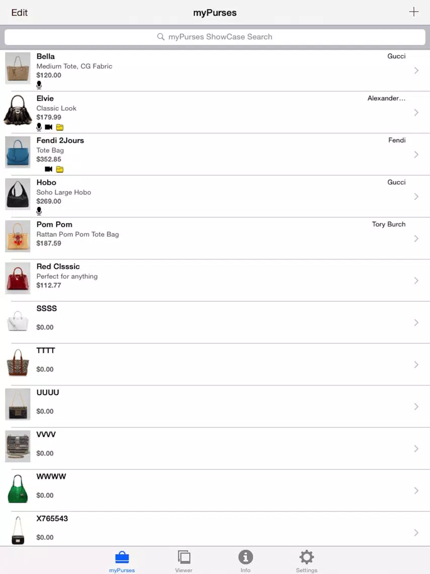 myPurses iPad  スクリーンショット