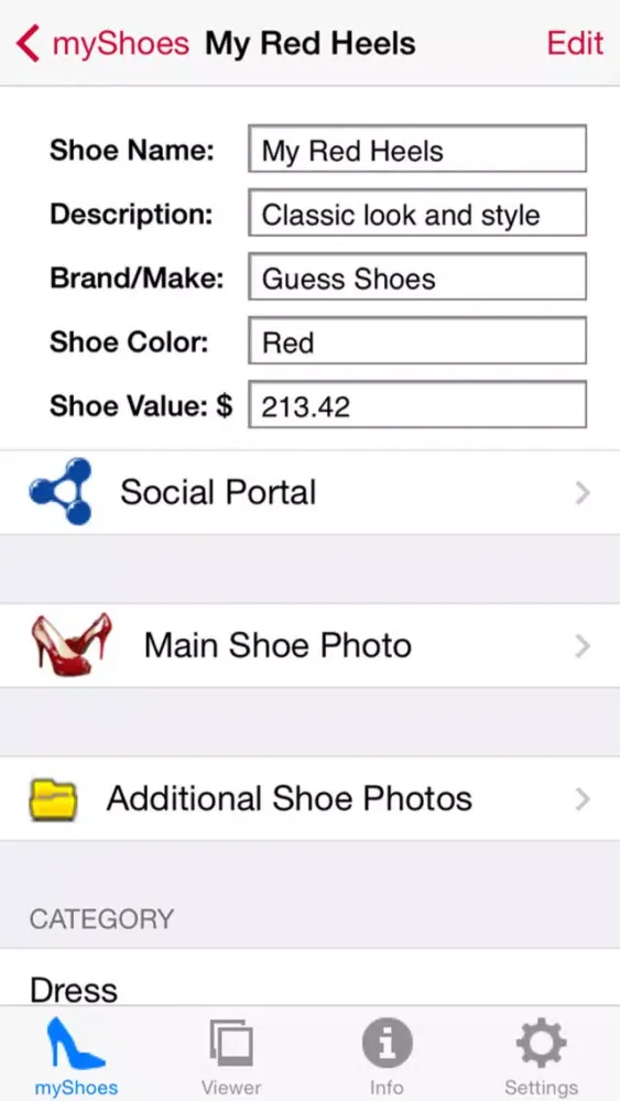 Tangkapan skrin myShoes