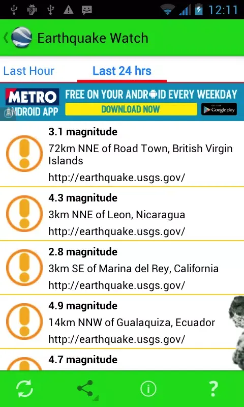 Captures d'écran de Earthquake Watch