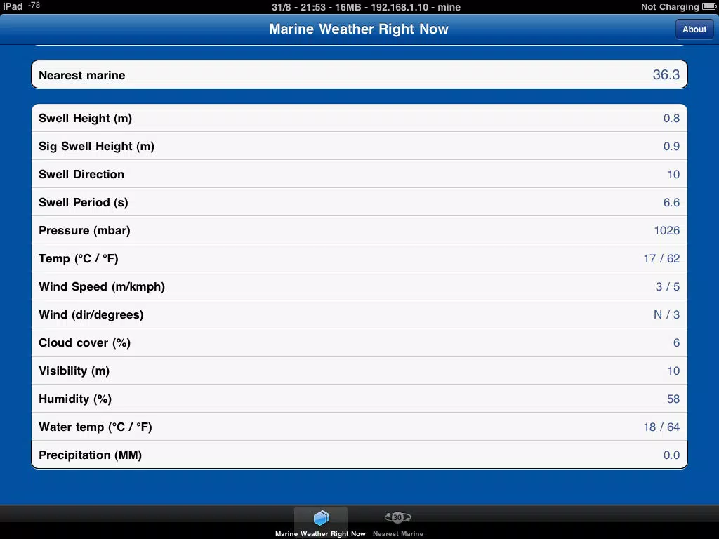Tangkapan layar Marine Weather Right Now iPad 