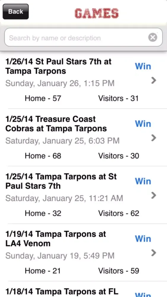 Captures d'écran de Tampa Tarpons
