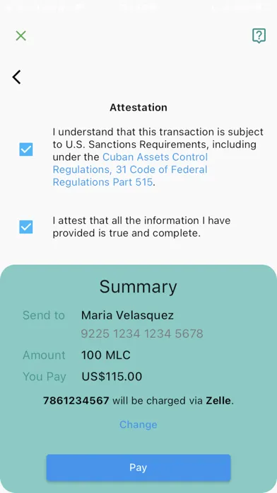 Capturas de tela do Lindo - Send Money to Cuba