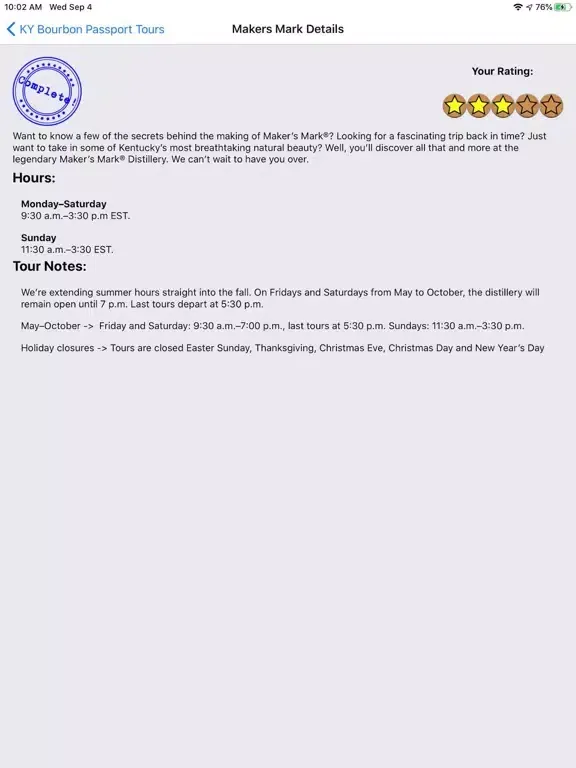 Bourbon Trail Guide v3 iPad  스크린샷