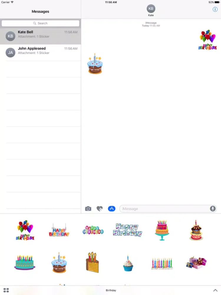 Tangkapan layar Birthday Stickers Celebration iPad 