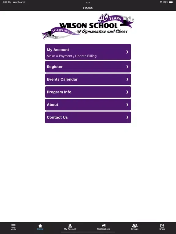 Wilson School of Gymnastics iPad  স্ক্রিনশট