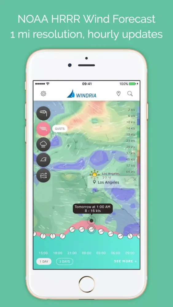 Captures d'écran de Windria - US West (NOAA high-res Wind/waves/currents forecast)