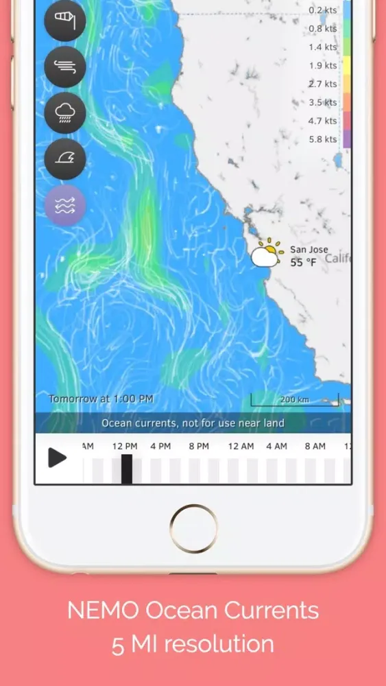 Captures d'écran de Windria - US West (NOAA high-res Wind/waves/currents forecast)