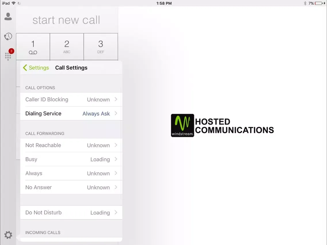 Capturas de tela do Windstream Hosted Communications for iPad iPad 