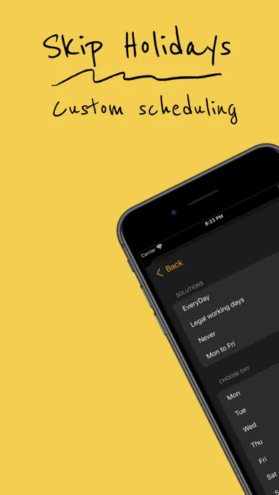 Capturas de tela do reAlarm-Auto skip holidays