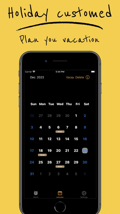 Capturas de tela do reAlarm-Auto skip holidays