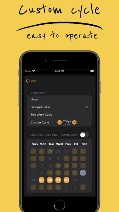 Capturas de tela do reAlarm-Auto skip holidays