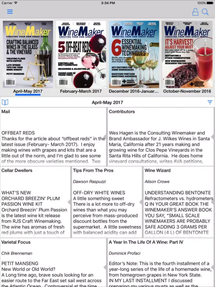 ภาพหน้าจอของ WineMaker Magazine iPad 